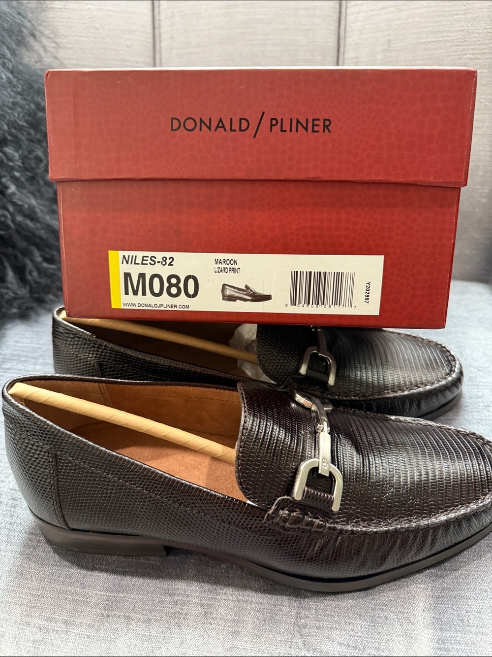 Donald J. Pliner Dark Brown Textured Leather Bit Loafers - Picture 6 of 6
